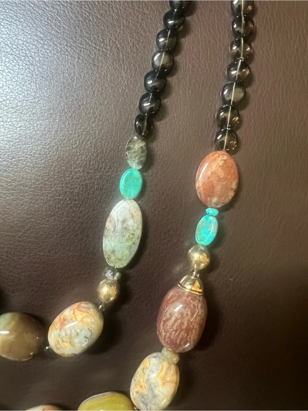 Studio Barse Necklace Two-Strand Multi-stone Beaded Brown Tan Orange
